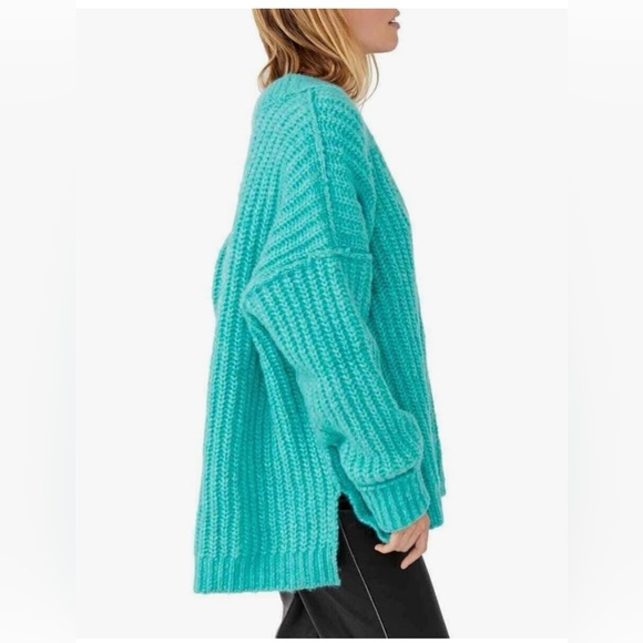 Free People Blue Bell V-Neck Sweater - Picture 4 of 8